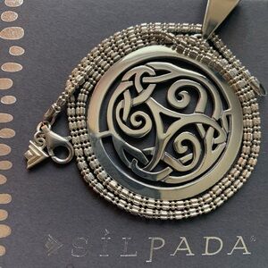 Silpada Vintage RARE HTF Sterling Dot Dash Chain w/Sterling Celtic Pendant